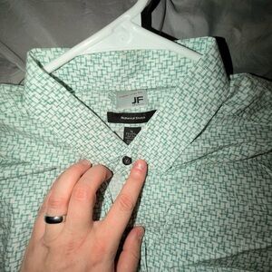 JF J.Ferrar Mint Geometric Button Down Shirt